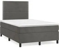 Letto a Molle Materasso e LED Grigio Scuro 120x190cm in Velluto 3270306