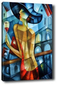 Signora cubista, 50 x 70 cm Lady in Red - Tablo Center