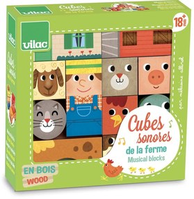 Vilac - cubetti sonori di legno - Fattoria