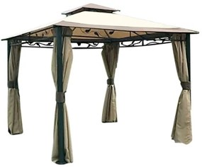 Gazebo 3x3 Struttura In Alluminio Moka Con Tende Laterali Moka Antivento