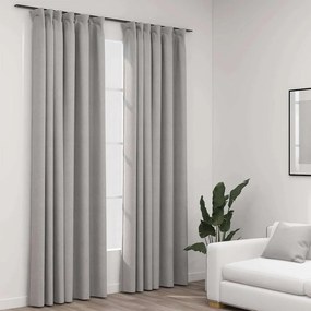 Tende Oscuranti Con Ganci Effetto Lino 2 Pz Grigie 140x225 Cm /