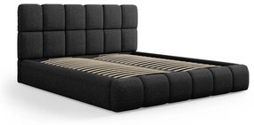 Letto matrimoniale imbottito nero con contenitore con griglia 180x200 cm Bellis - Micadoni Home