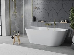 Mexen Oval Slim vasca da bagno freestanding a parete 170 x 80 cm, bianca, troppopieno oro spazzolato - 52661708000-55