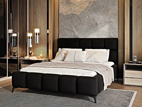 Letto matrimoniale con box contenitore California - 160 x 200 cm , Tessuto nero