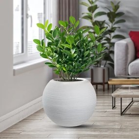 Vaso in resina da esterno interno tondo a sfera d.40x33h Botticelli Bianco