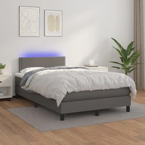 Giroletto Molle Con Materasso E Led Grigio 120x200cm Similpelle /
