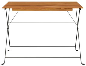 Tavolo bistrò pieghevole 100x54x71 cm massello acacia e acciaio