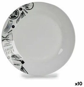 Piatto da pranzo Ø 24,4 cm Bianco Nero Porcellana Pasta (10 Unità)