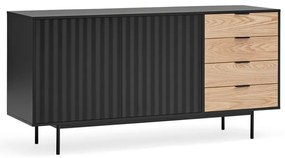 Cassettiera bassa nera-colore naturale effetto rovere 159x80 cm Sierra – Teulat