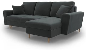 Divano angolare grigio scuro allungabile e con contenitore con rivestimento in velluto Kyoto – Cosmopolitan Design