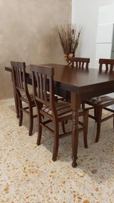 Tavolo classico in legno massello gambe tornite noce lucido 160x85 cm