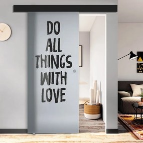 Porta scorrevole Love in vetro multicolore, L 88 x H 215 cm, con binario Atelier nero Sinistra