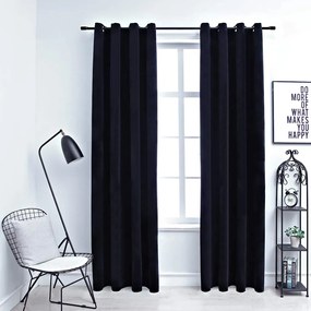 Tende Oscuranti Con Anelli 2 Pz Nere İn Velluto 140x245 Cm /