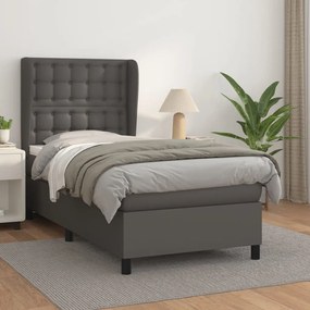 Giroletto A Molle Con Materasso Grigio 100x200 Cm İn Similpelle /