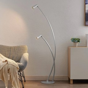 Lampada da terra di design Velanoris Lucande, Alluminio / Grigio / Zincato, Soggiorno / Sala da pranzo, Alluminio, Moderno, Lampada da terra