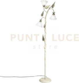 Piantana isotta avorio 3 luci attacco e14 48x172cm in metallo con f...