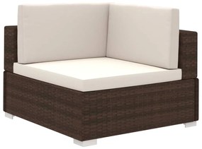 Set divani da giardino 8 pz con cuscini in polyrattan marrone