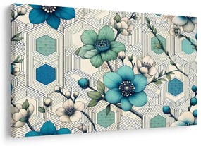 Quadro su tela – Fiori eleganti su sfondo geometrico