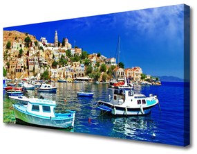 Quadro su tela Barca da città, paesaggio marino 100x50 cm