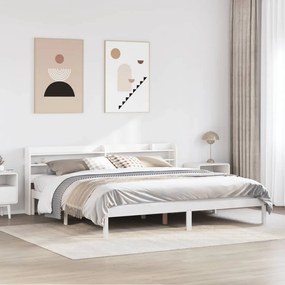 Letto Senza Materasso Bianco 180x200 Cm Legno Massello Di Pino /