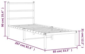 Giroletto con Testiera Metallo Bianco 80x200 cm