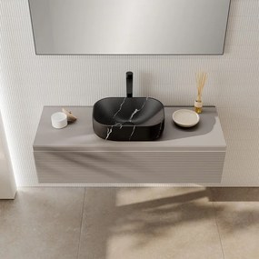 Lavabo Nube L45 x H13 x P32, in ceramica finitura pietra nera