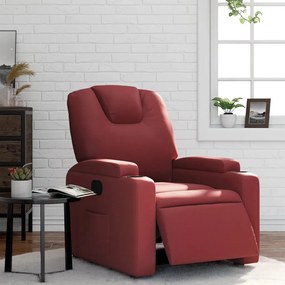 Poltrona Reclinabile Elettrica Rosso Vino İn Similpelle /
