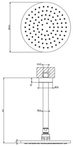 Soffione Doccia tondo 20 cm orientabile con braccio a Soffitto Cromo Shower 47288 Gessi Emporio