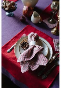 Sottobicchieri di colore rosso-naturale in set di 4 pezzi Red Natural Stripes - Linen Tales