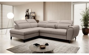 Divano angolare beige allungabile/con contenitore (con penisola a sinistra/a L) e rivestimento in velluto Noble – ELTAP