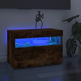 Mobile porta tv con luci led rovere fumo 60x35x40 cm
