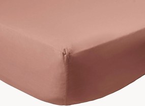 Lenzuolo con angoli boxspring in percalle di cotone Antique Pink