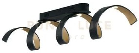 Plafoniera led helix spirale nera e oro 20w 1680lm 3000k 80x18cm