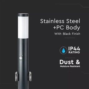 Lampada da esterno con sensore e 2 prese SCHUKO 1xE27/60W/230V IP44 60cm nero