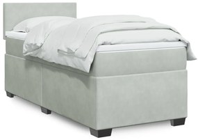 Giroletto A Molle Con Materasso Grigio Chiaro 90x190 Cm Velluto /