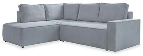 Divano letto angolare in velluto a coste grigio chiaro Brave Dave - Miuform