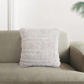 TESSA - cuscino in lana avorio con decoro 45 x 45
