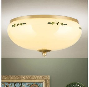 Orion DL 7-674 - Plafoniera LANDHAUS 3xE27/60W/230V diametro 35 cm ottone/beige