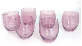 Royal Family - Set 6 Bicchieri Vino Bassi Burgundy con Incisione