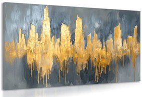 Stampa su tela – Pittura a olio astratta dorata