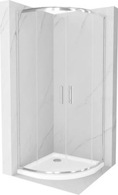 Mexen Rio cabina doccia semicircolare 80 x 80 cm, trasparente, cromo + piatto doccia Flat, bianco - 863-080-080-01-00-4110