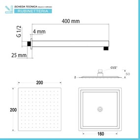 Set doccia da incasso con soffione 20 cm e kit doccia completo Lotus
