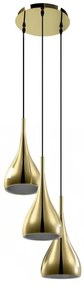 Lampadario 3 abat-jour L. 36 x H. 138 cm in Metallo dorato brillante - OSARA