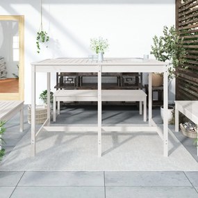 Tavolo da giardino bianco 159,5x82,5x110 cm legno massello pino