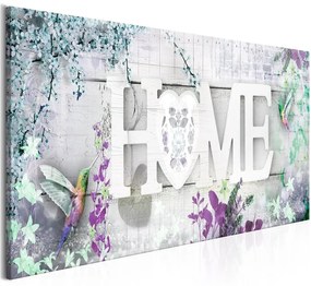 Quadro Home and Hummingbirds (1 Part) Green Narrow  Colore colorful, Dimensioni e Misure 135x45