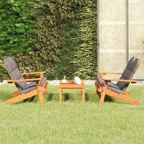 Set Salotto Da Giardino Adirondack 3pz Legno Massello Di Acacia /