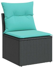 Set divano da giardino 6 pz con cuscini nero in polyrattan