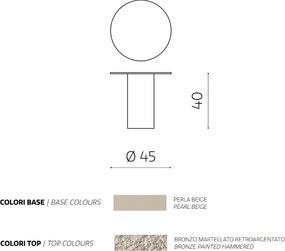 Tavolino tondo WAYLON 45 con base in metallo Beige e piano in vetro martellato Bronzo