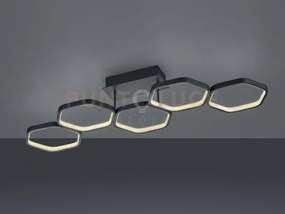 Vigo plafoniera led 24w 2800lm, 3000k 5 esagoni antracite con regol...