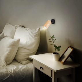 Brilagi - Faretto SELE 1xGU10/30W/230V nero/decorazioni in rovere